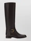 Dolce & Gabbana Knee-high Leather Boots Buckle Detail In Brown