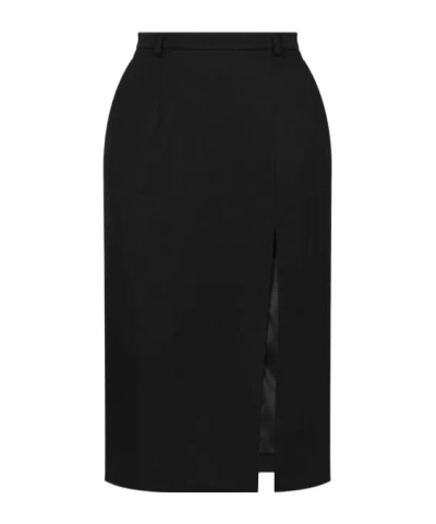 Dolce & Gabbana Dolce&gabbana Black Wool Blend Midi Pencil Skirt