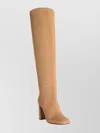 Dolce & Gabbana Knee-high Suede Block Heel Boots In Neutral