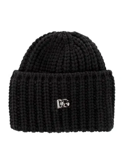 Pre-owned Dolce & Gabbana Knit Beanie With Logo In Black
