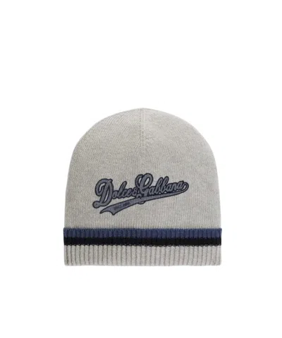 Dolce & Gabbana Knit Hat With Logo In Gray