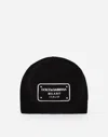 Dolce & Gabbana Knit Hat With Logo Tag In Black