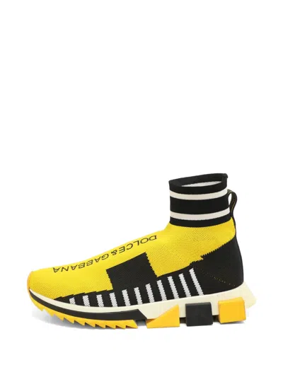 Pre-owned Dolce & Gabbana Knit Sneakers In Yellow