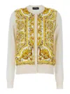 Dolce & Gabbana Silk Cardigan With Majolica Panel In Yellow