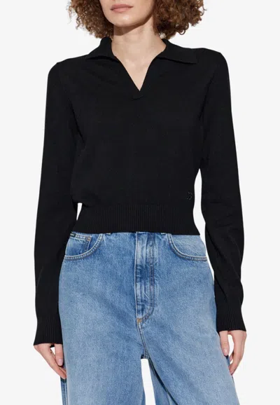 Dolce & Gabbana Knitted Cashmere Polo Sweater In Black
