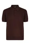 Dolce & Gabbana Men's Knitted Cotton Polo Shirt In Brown