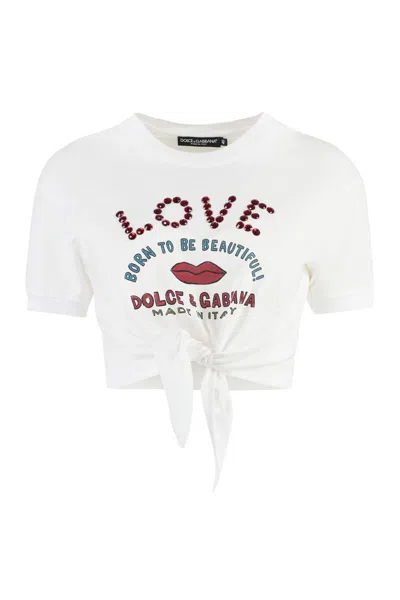 Dolce & Gabbana Knitted Crop Top In White