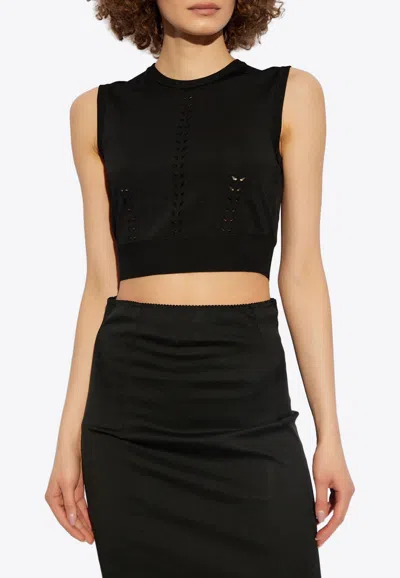 Dolce & Gabbana Knitted Cropped Top In Black