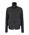 Dolce & Gabbana Herringbone-pattern Ribbed-knit Bomber Jacket In Gray