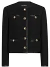 Dolce & Gabbana Jeweled Button Boucle Jacket In Black