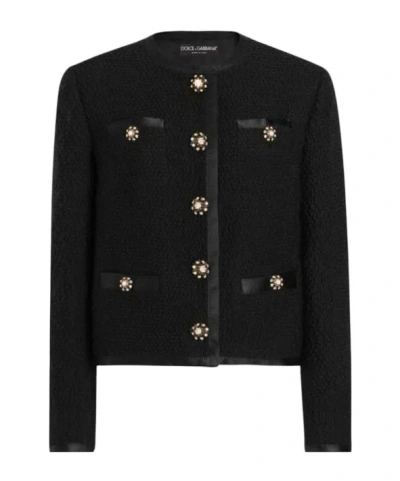 DOLCE & GABBANA DOLCE  GABBANA CROPPED SINGLE-BREASTED TWEED JACKET