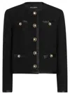 Dolce & Gabbana Jeweled Button Boucle Jacket In Black