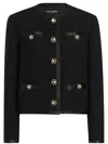 Dolce & Gabbana Jeweled Button Boucle Jacket In Black