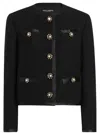 Dolce & Gabbana Jeweled Button Boucle Jacket In Black