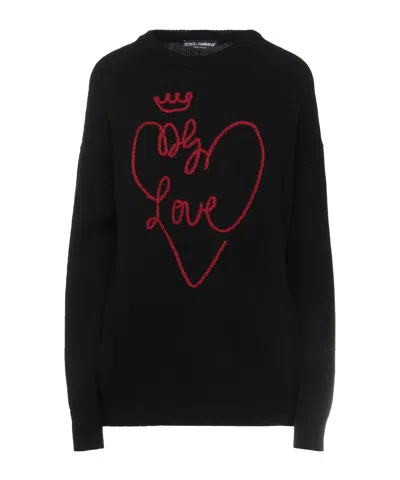 Dolce & Gabbana Knitted Long Sleeve Sweater In Black