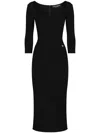 Dolce & Gabbana Viscose Jersey 3/4 Sleeve Midi Dress In Black