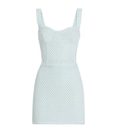Dolce & Gabbana Knitted Mini Dress In Blue