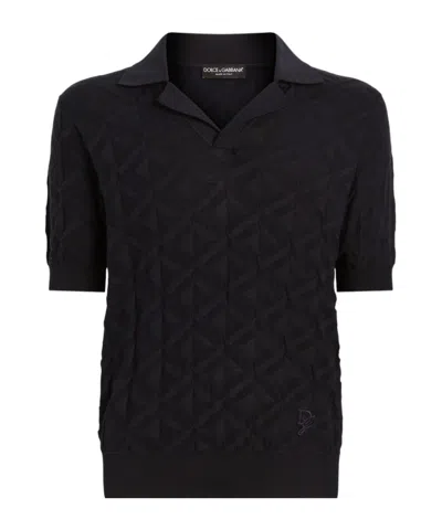 Dolce & Gabbana Knitted Polo Shirt In Blue