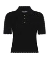 Dolce & Gabbana Wool Lace-stitch Polo-shirt In Black
