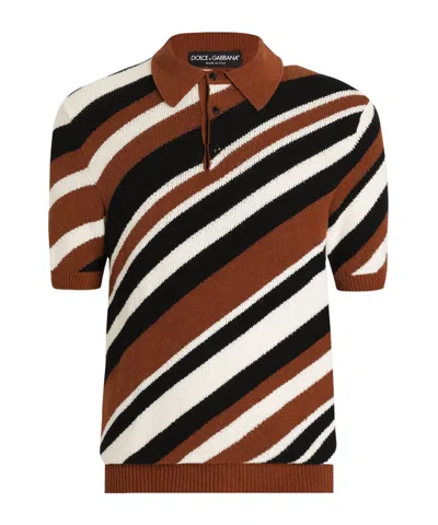 DOLCE & GABBANA DOLCE  GABBANA STRIPED INLAY SHORT-SLEEVED POLO SHIRT