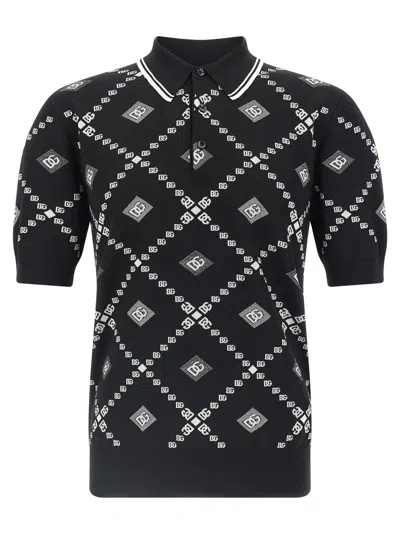 Dolce & Gabbana Knitted Polo Shirt In Black