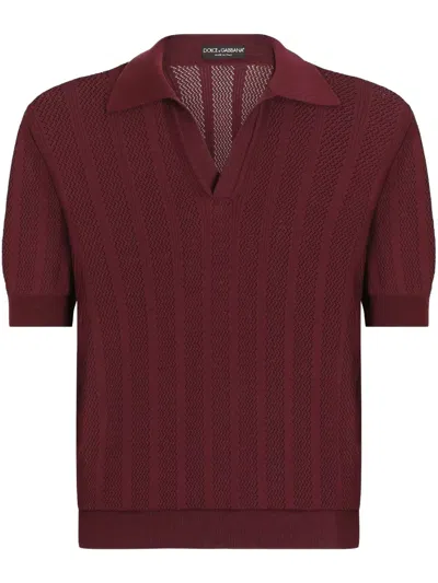 Dolce & Gabbana Knitted Polo Shirt In Red