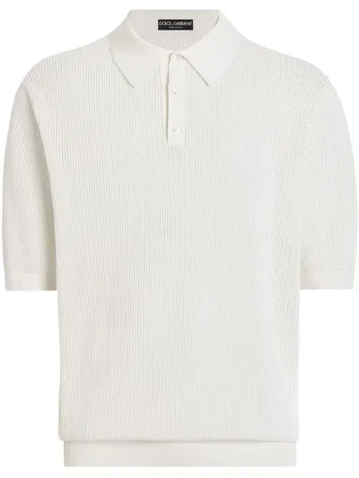 Dolce & Gabbana Knitted Polo Shirt In White