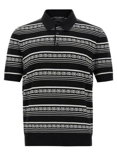 DOLCE & GABBANA KNITTED SHIRT POLO WHITE/BLACK