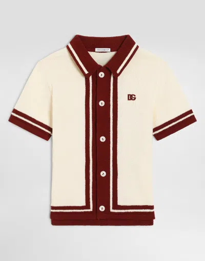 Dolce & Gabbana Kids' Knitted Shirt In Burgundy