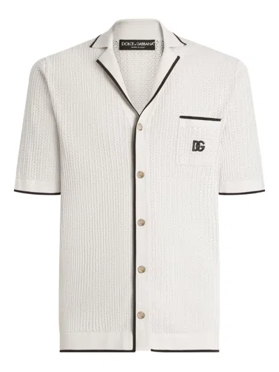 Dolce & Gabbana Knitted Short-sleeve Shirt In White