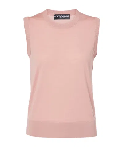Dolce & Gabbana Knitted Vest In Pink