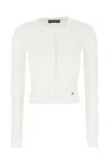 Dolce & Gabbana White Stretch Viscose Blend Cardigan
