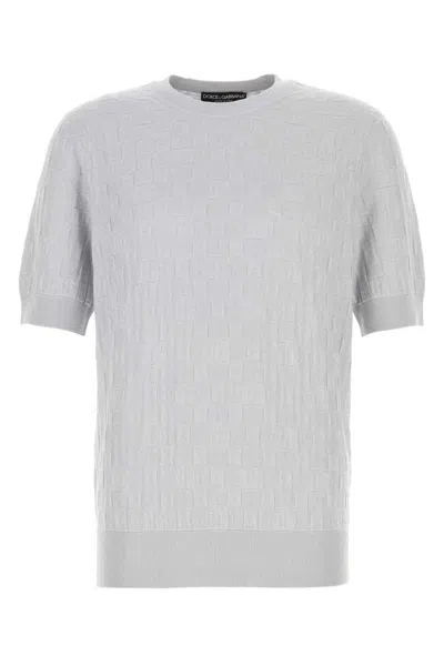 Dolce & Gabbana Men Light Grey Silk Sweater In Gray