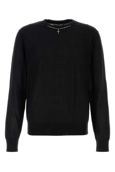 Dolce & Gabbana Round-neck Cashmere Sweater In Black
