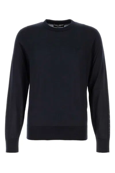 Dolce & Gabbana Logo Embroidery Sweater In Blue