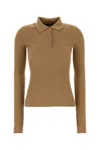 Dolce & Gabbana Stretch Wool Blend Polo Shirt With Collar In Brown