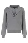 Dolce & Gabbana Wool V-neck Sweater With Dg Embroidery In Gray