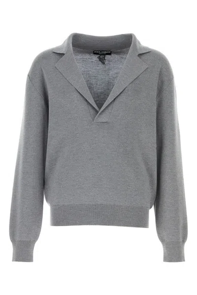 Dolce & Gabbana Grey Wool Blend Sweater In Light Gray5
