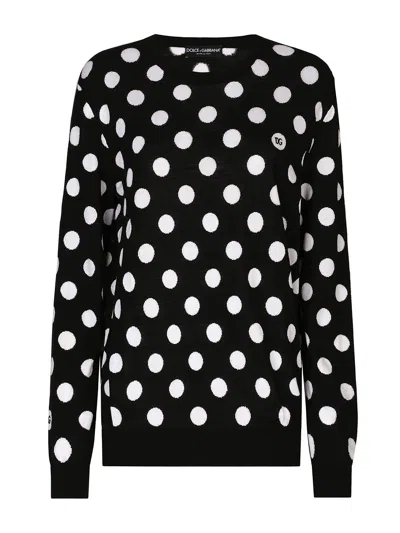 Dolce & Gabbana Polka Dot-pattern Crew-neck Jumper In プリ