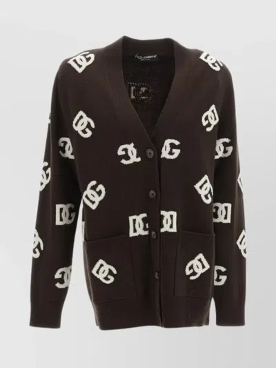 Dolce & Gabbana Knitwear V Neck Sweater In Brown