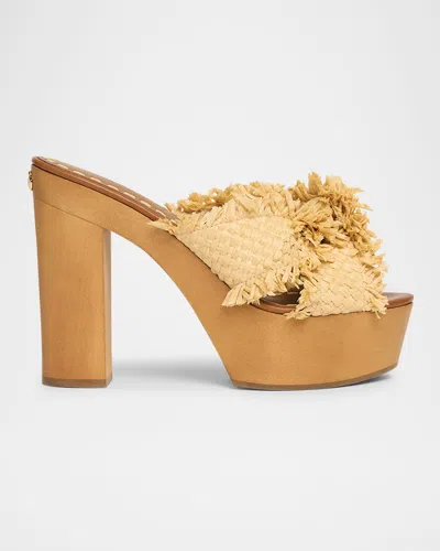 DOLCE & GABBANA KNOTTED CROSSOVER RAFFIA PLATFORM SANDALS