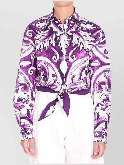 DOLCE & GABBANA KNOTTED HEM COTTON POPLIN SHIRT