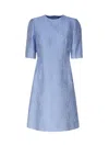 Dolce & Gabbana Floral Jacquard Matelasse Mini Dress With Dg Pin In Wisteria