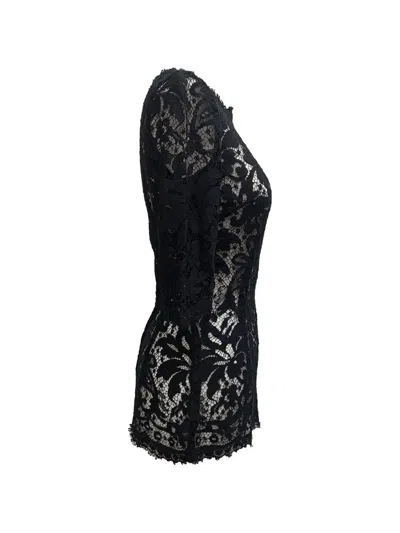 Pre-owned Dolce & Gabbana Lace 3/4-sleeve Blouse In Black