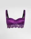 Dolce & Gabbana Lace And Satin Bra In Purple