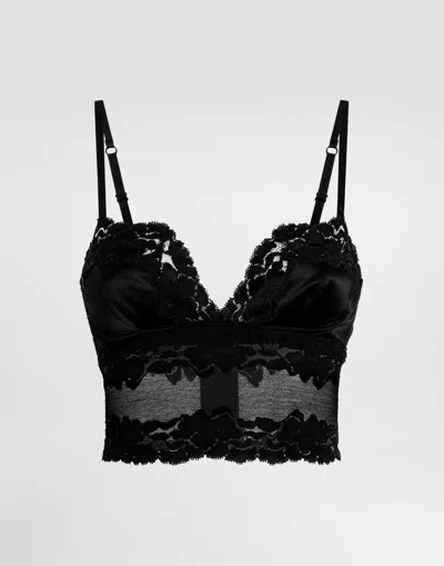 Dolce & Gabbana Lace And Satin Bra Top In Black