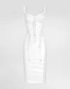 Dolce & Gabbana Lace And Satin Calf-length Dress With Corset Details In White
