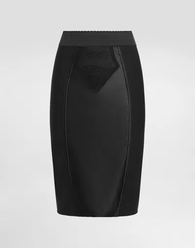 Dolce & Gabbana Lace And Satin Skirt In Black