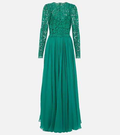 DOLCE & GABBANA LACE AND SILK-BLEND GOWN