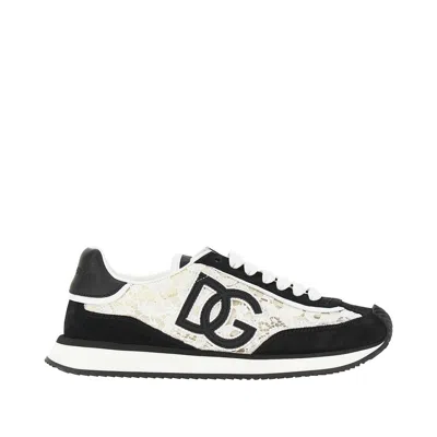DOLCE & GABBANA LACE AND SUEDE LEATHER 'DG ARIA' SNEAKERS